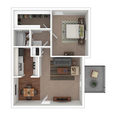 Floor plan for 1 bed, 1 bath, 800 sqft